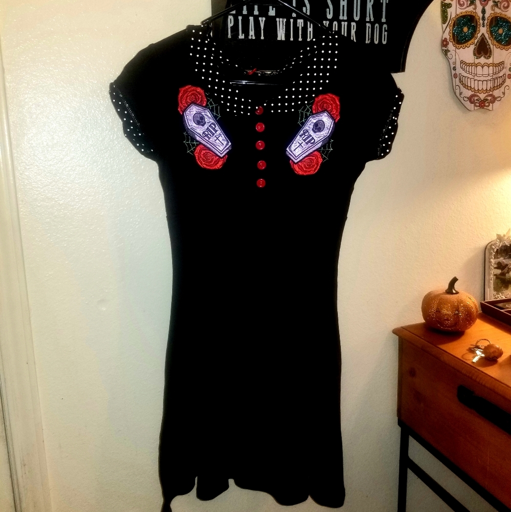 Hell Bunny Rockabilly Mini Dress w/ Coffins